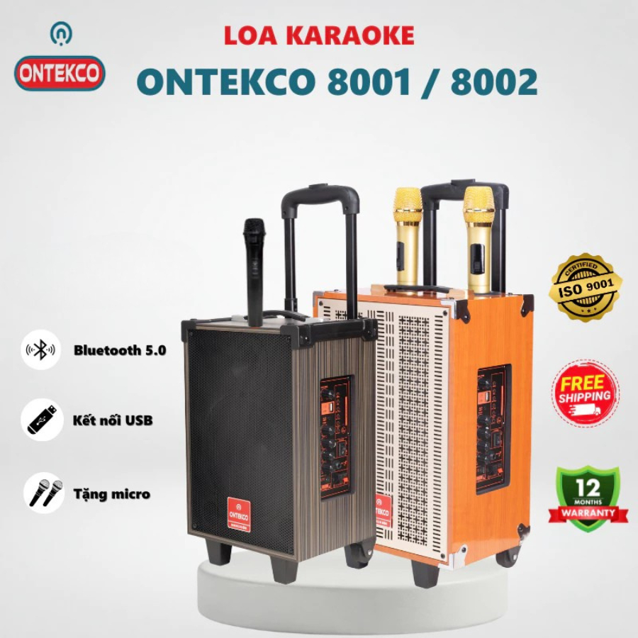 Loa kéo karaoke ONTEKCO( mẫu 2025 )8001|8002 kết nối blutooth - Nghe nhạc cực đã +Mic hát siêu hay ,