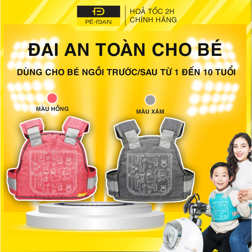 Dây Đai Chở Bé Đi Xe Máy PÊ ĐAN SHOP Đai An Toàn Khi Ngồi Trước Hay Sau Phù Hợp Trẻ Từ 1 Đến 10 Tuổi
