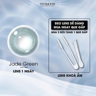 01 Chiếc Kính áp tròng VIVIMOON LENS 1 ngày màu xanh lá ánh xám bạc Jade Green (x2 để đặt 1 đôi)