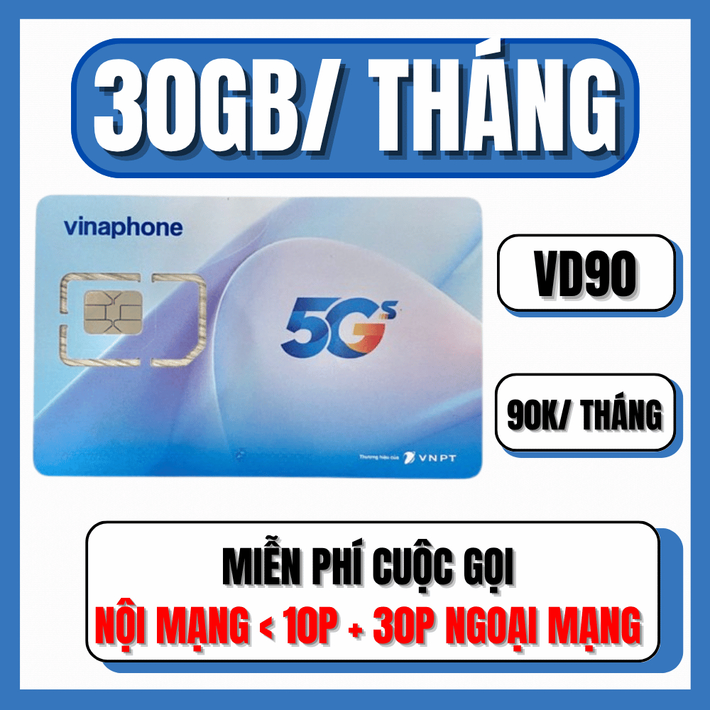 [ Sập Giá ] Sim Vinaphone Tốc Độ Cao 5G Đăng Ký Chính Chủ Ưu Đãi Nhiều Gói Cước Rẻ VD90 BIG120 D169G