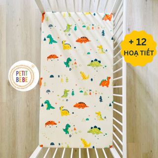 Ga cũi cho bé nhiều kích thước muslin PETIT BEBE bo chun thấm hút thoáng khí giường ghép