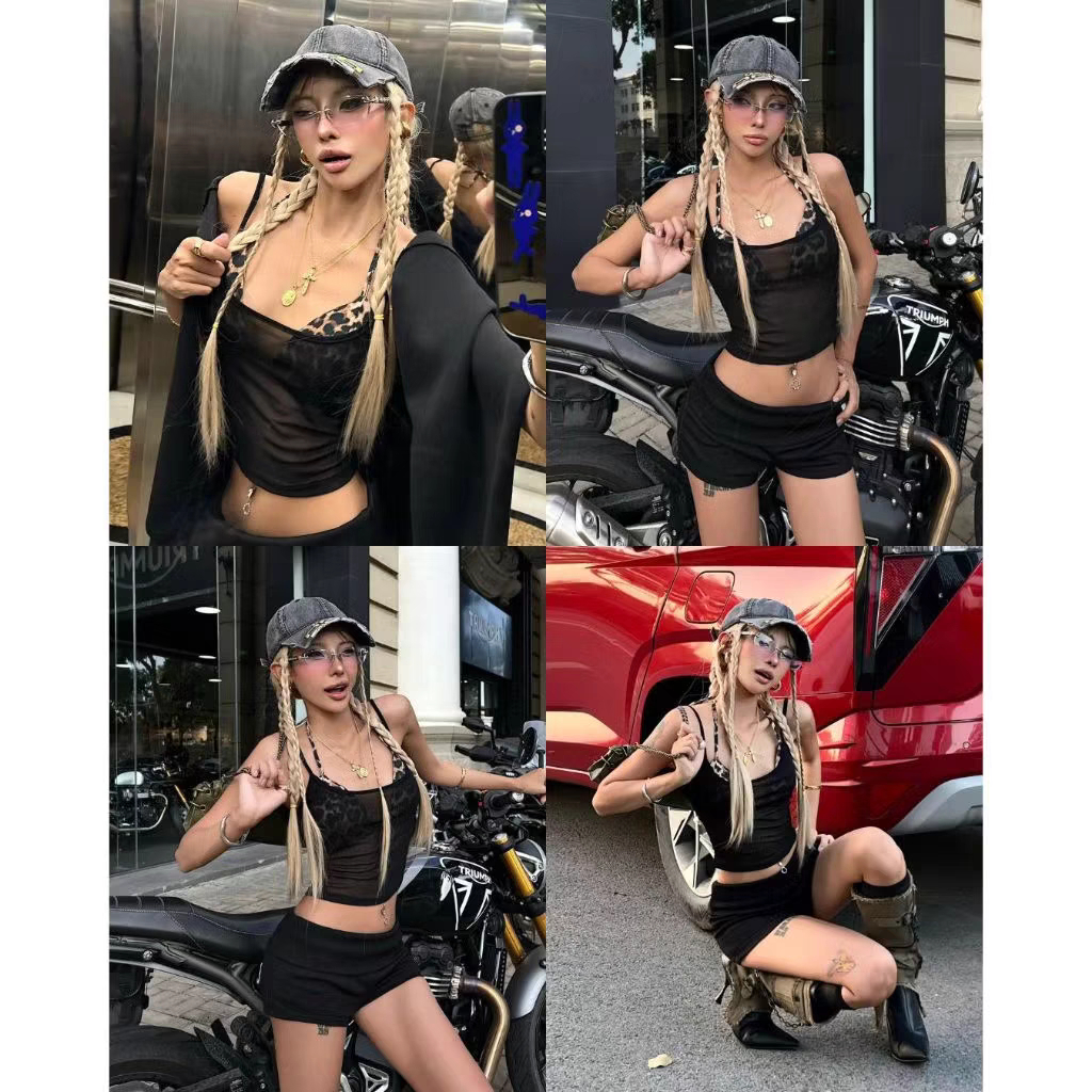 Áo lưới hai dây xuyên thấu mix với bikini đi biển gợi cảm, Áo xuyên thấu sang chảnh,quyến rũ - A02 | BigBuy360 - bigbuy360.vn