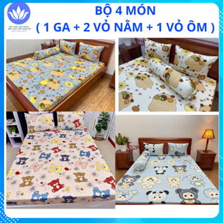 Bộ Ga Giường Thun lạnh Họa tiết nhiều màu - [ 4 món Ga và Áo Gối ] Thun Silk, Co Giãn Thoáng Khí