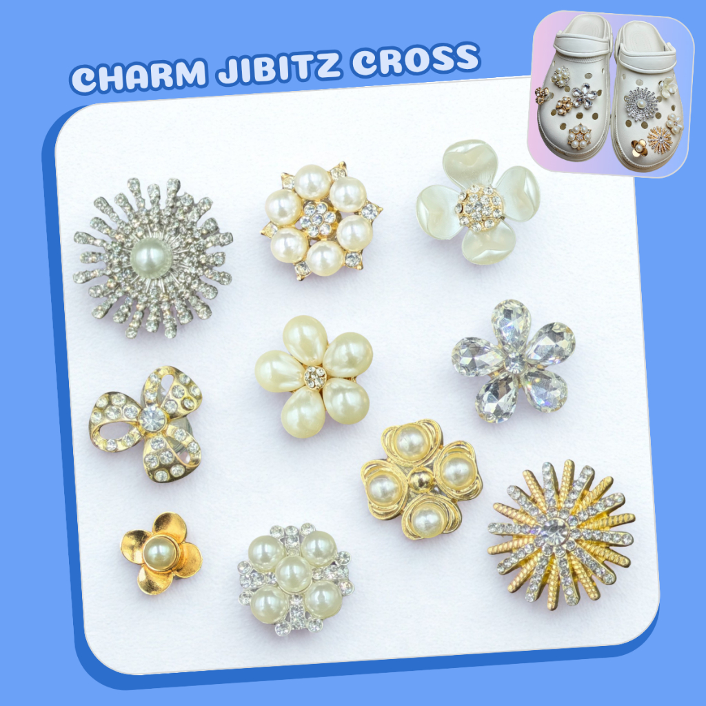[B01] Sticker Kim loại, Charm, Jibitz dán gắn dép Crocs, dép sục, dép cá sấu nhiều mẫu