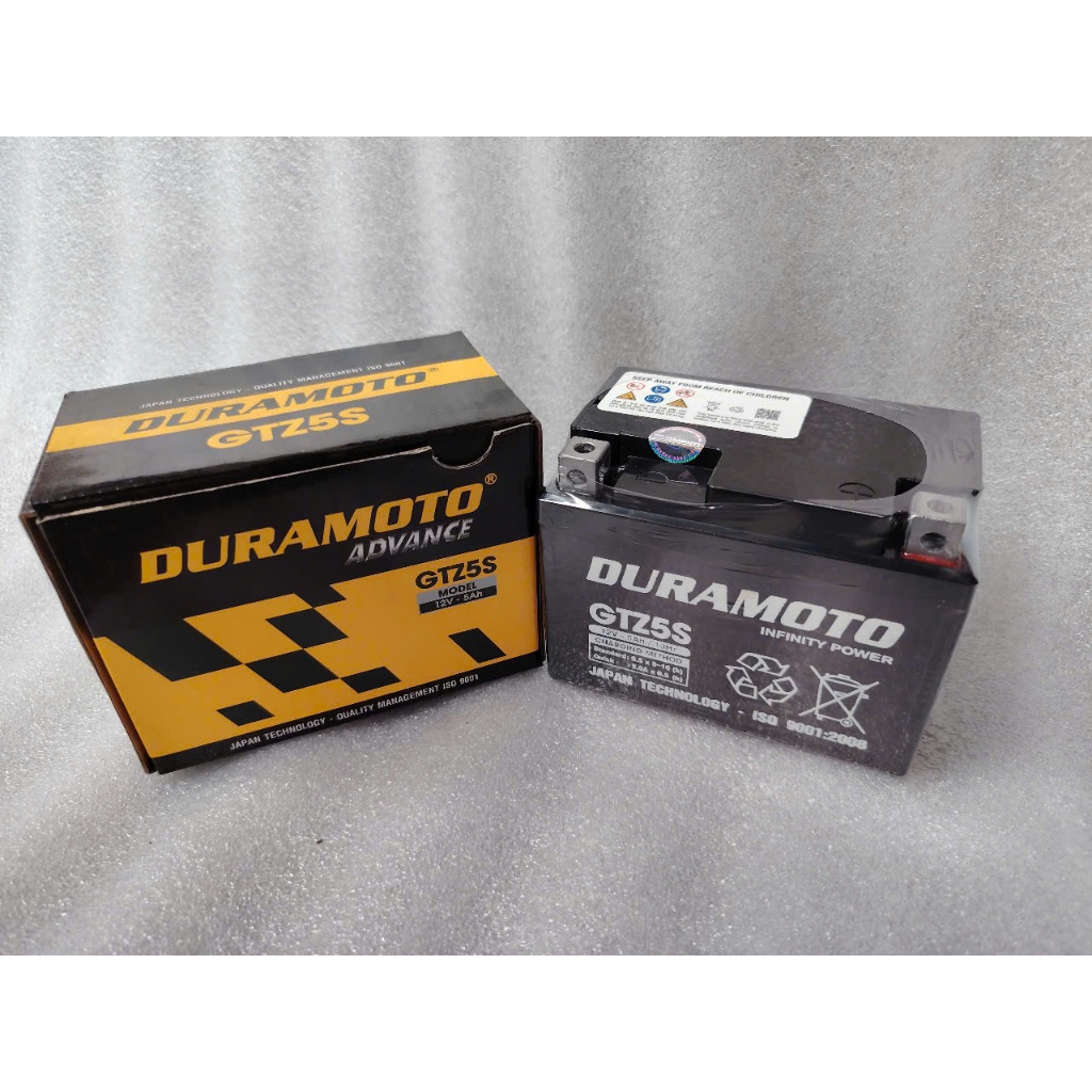 Ắc quy xe máy Wave, Cuxi, Exciter, Future, Lexam, Mio, Nouvo, Nozza, SNA- Duramoto GTZ5S (12V 5Ah)
