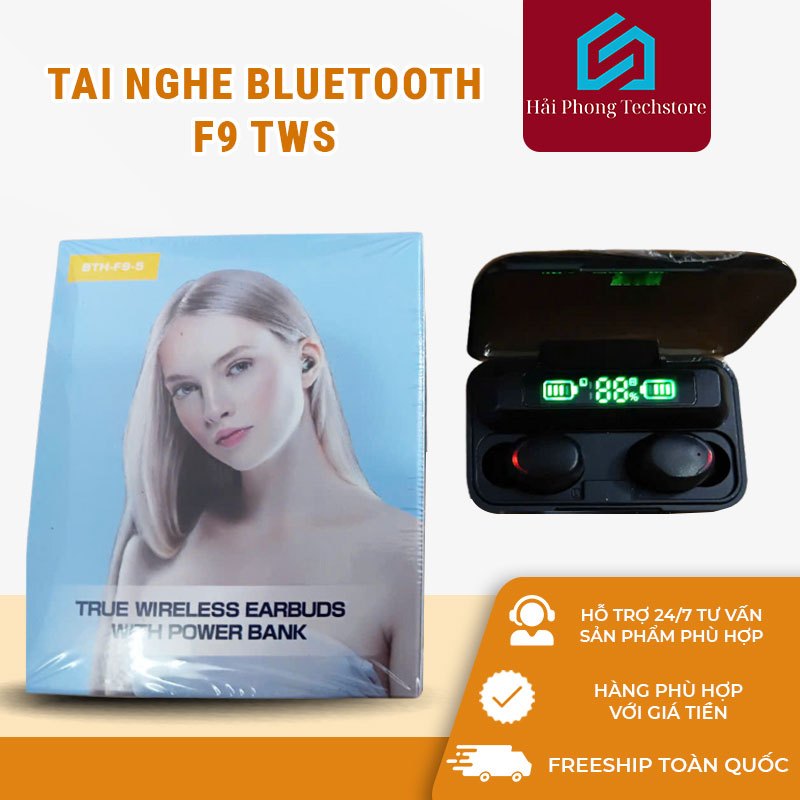 Tai Nghe Bluetooth F9 TWS Cảm Ứng Hiển Thị Pin, Pin Trâu 2000mAh – Chuẩn 5.0 – Hải Phong Techstore