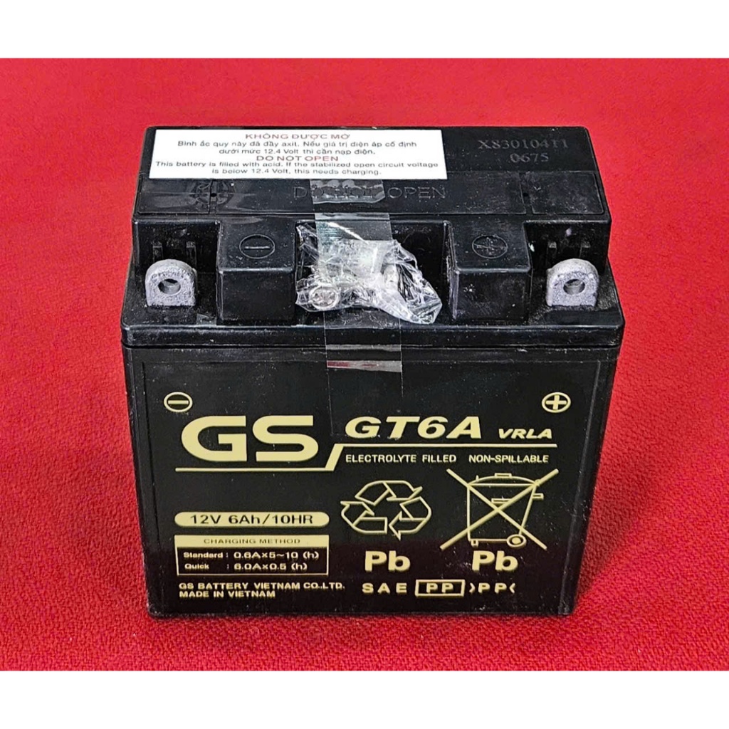 Ắc quy xe máy GS 12V 6Ah GT6A dùng cho xe Honda Dream, Click ,Jupiter, Sirius, Taurus, Viva