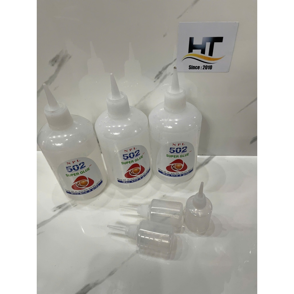 (GIÁ TỐT )  Keo 502 NPL Đủ size từ 100gr-500gr. Keo dán  500ml -Tặng kèm 3 chai rỗng nhỏ để chiết