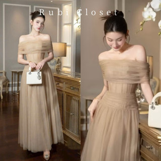 Váy dài váy đầm váy nữ dự tiệc cưới cao cấp váy nâu hoa dài hàng loại 1 chất đẹp shop Rubicolset