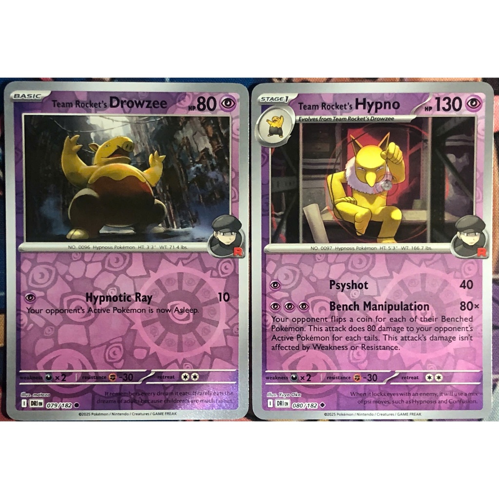 [KW2 Pokemon] [EN] Combo 2 Thẻ Team Rocket's Hypno - 080/182, Team Rocket's Drowzee - 079/182 - DRIE