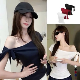 Áo Thun Nữ Ôm Body Chất Thun TĂM Hàn Quốc Co Dãn Mát Mẻ Áo Thun Kiểu Cổ Trễ Vai Dáng Tay Ngắn Ôm Body Tôn Dáng Phongcánh