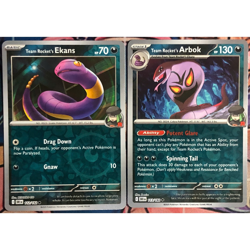 [KW2 Pokemon] [EN] Combo 2 Thẻ Team Rocket's Arbok - 113/182, Team Rocket's Ekans - 112/182 - DRIEN