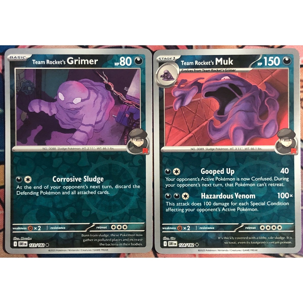 [KW2 Pokemon] [EN] Combo 2 Thẻ Team Rocket's Muk - 124/182, Team Rocket's Grimer - 123/182 - DRIEN