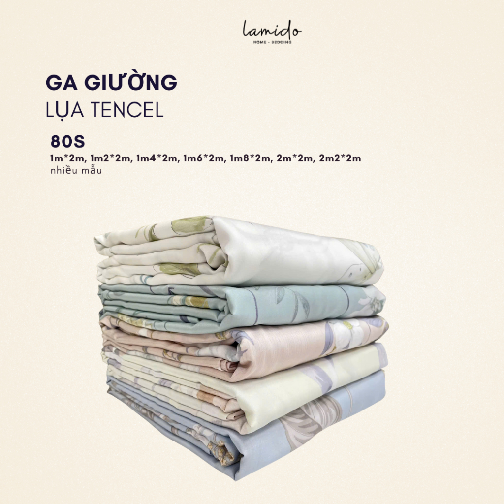 Ga giường lẻ Tencel họa tiết LAMIDO 80s size ga nệm 1m4, 1m6