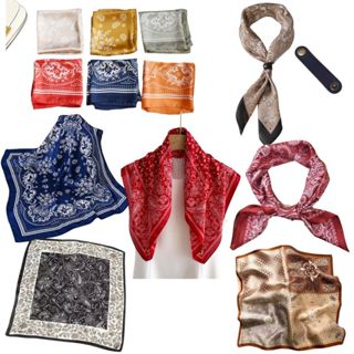 Khăn Bandana 70*70cm Khăn Turban, Khăn Lụa Vuông Áo Yếm Black Pink (Song An Eco)