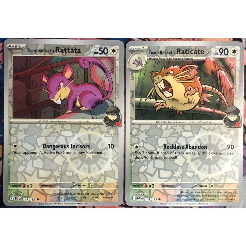 [KW2 Pokemon] [EN] Combo 2 Thẻ Team Rocket's Rattata - 147/182, Team Rocket's Raticate - 148/182  - 