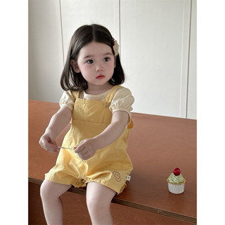 [ Chính hãng Nozi] Set áo thun tay phồng + yếm short vàng cực xinh cho bé 6-13kg