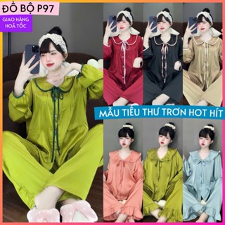Bộ tay dài tiểu thư lụa mịn size dưới 60kg , đồ bộ nữ hot trend , pijama nữ giá rẻ, đồ bộ tiểu thư , bộ ngủ , áo ngủ