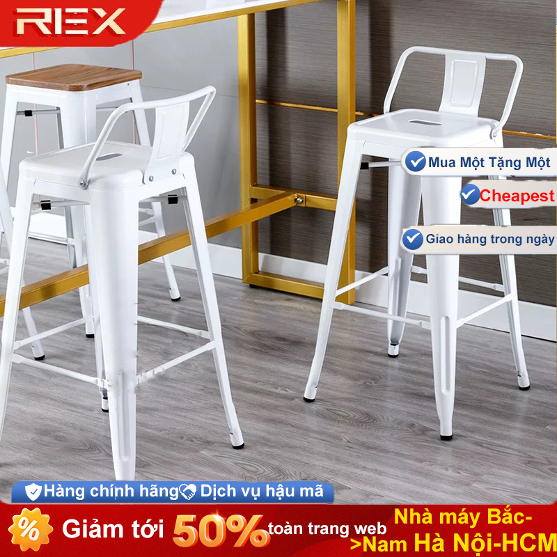 REX Ghế quầy bar Inox cao chân sắt đẹp hiện đại độ bền cao có tựa lưng decor quán bar caffe