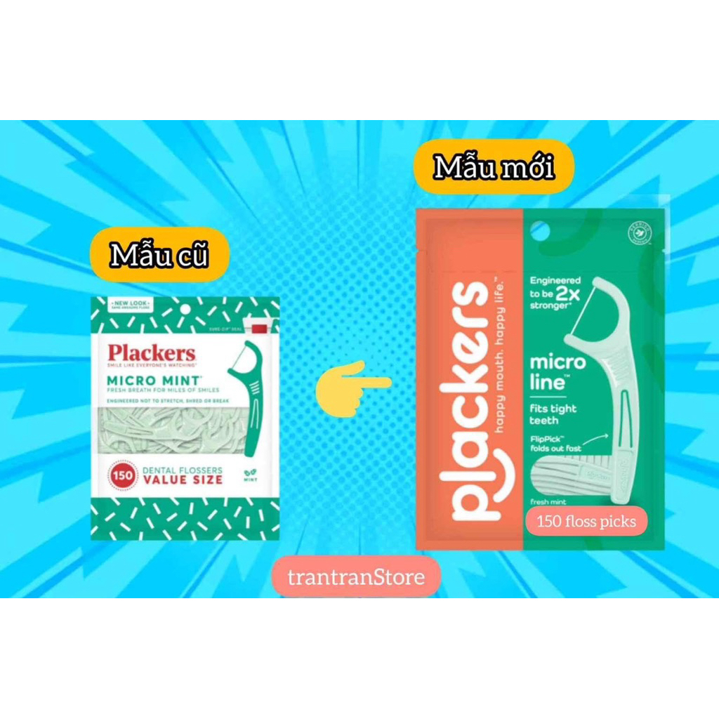 Tăm chỉ răng Plackers Micro Mint 150 cây của Mỹ