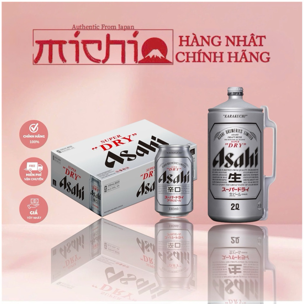 [xả Date 06/2025] Bia Asahi Super Dry Nhật Bản 2000ml/lon nhôm