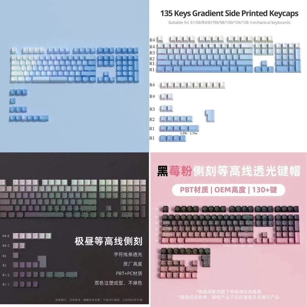 Bộ Keycap Contour Xanh Biển Polar - Xuyên Led - Mạch Xuôi - PBT Double shot - OEM- Phù Hợp Nhiều Layout Bàn Phím Cơ Bản | BigBuy360 - bigbuy360.vn