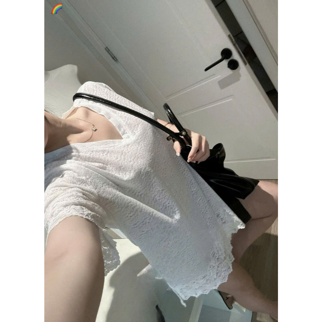 ÁO CỔ TIM FOM THỤNG LAI CHÂN REN