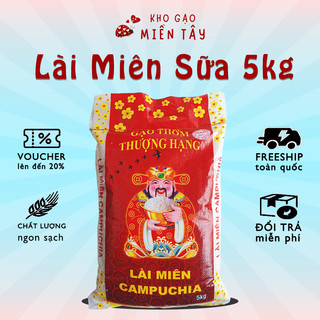  Gạo Lài Miên 5kg Loại 1 Campuchia - Thơm Dẻo Mềm Cơm Vừa - Kho Gạo Miền Tây 