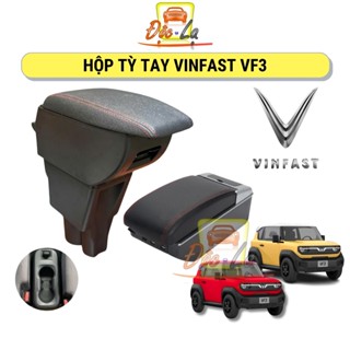  Hộp tỳ tay ô tô Vinfast VF3 màu đen cao cấp có 2 ngăn và nhiều cổng sạc USB tiện lợi 