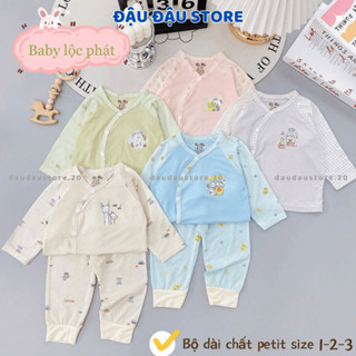 (Set 3 - Set 5) Bộ dài tay sơ sinh vạt chéo cúc bấm vải PEPTIT cao cấp cho bé sơ sinh 0 - 9 tháng  LP-DL16 Đậu Đậu Store