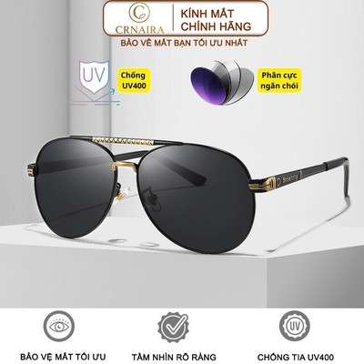 Kính mát nam Crnaira watch (M17) phi công tròng kính phân cực chống tia cực tím UV400 gọng thép không gỉ