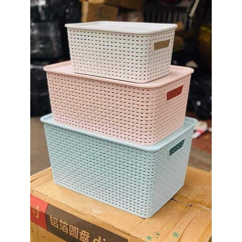 Rổ Nhựa Có Nắp Đậy 3 Size Việt Nhật