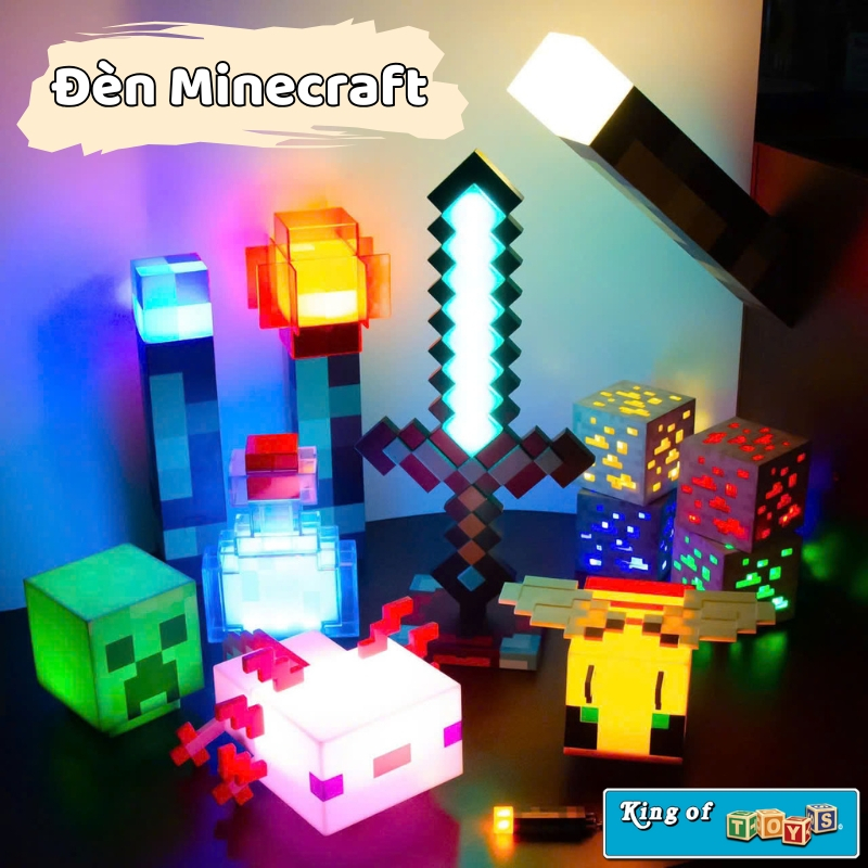 Đèn Ngủ Để Bàn Minecraft Nhiều Chế Độ Led Đổi Màu - Đèn Pin Minecraft Trang Trí Decor Góc Học Tập Bà