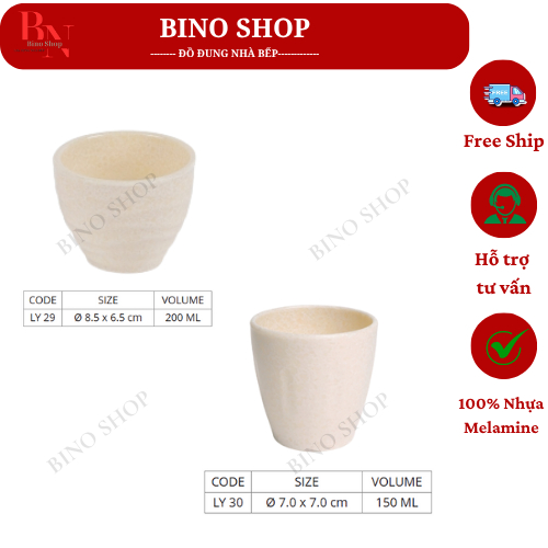 Ly Nhựa Kiểu Lùn Vân Đá Kem Nhiều Size