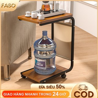  FASO Bàn cạnh giường có bánh xe mini 2 tầng di động đa năng để sofa phòng ngủ để laptop sách decor 