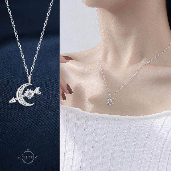 Dây chuyền bạc nữ Artemis Asimi Stellar Artemis DC66 - đeo trên mẫu