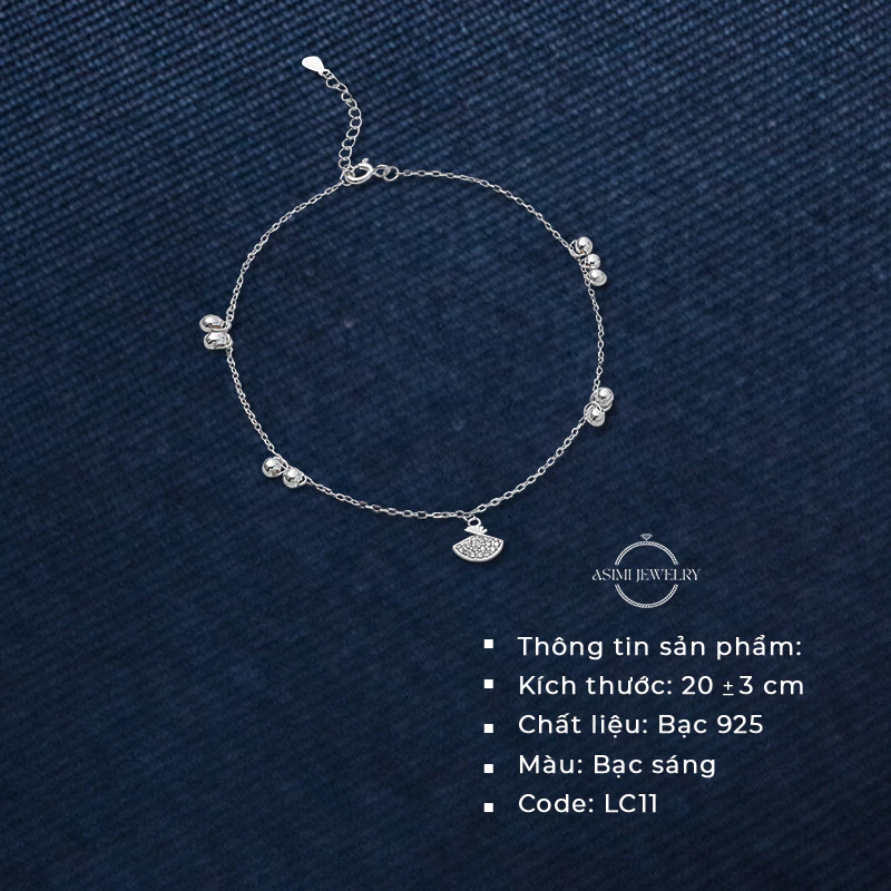 Lắc chân bạc Ý S925 Quạt Chuông Leng Keng Asimi Jingle Chime LC11 2