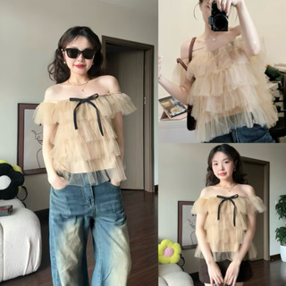  Áo nữ trễ vai ren nhiều tầng Dilyshop dáng tiểu thư công chúa chất ren mềm không ngứa - A124 