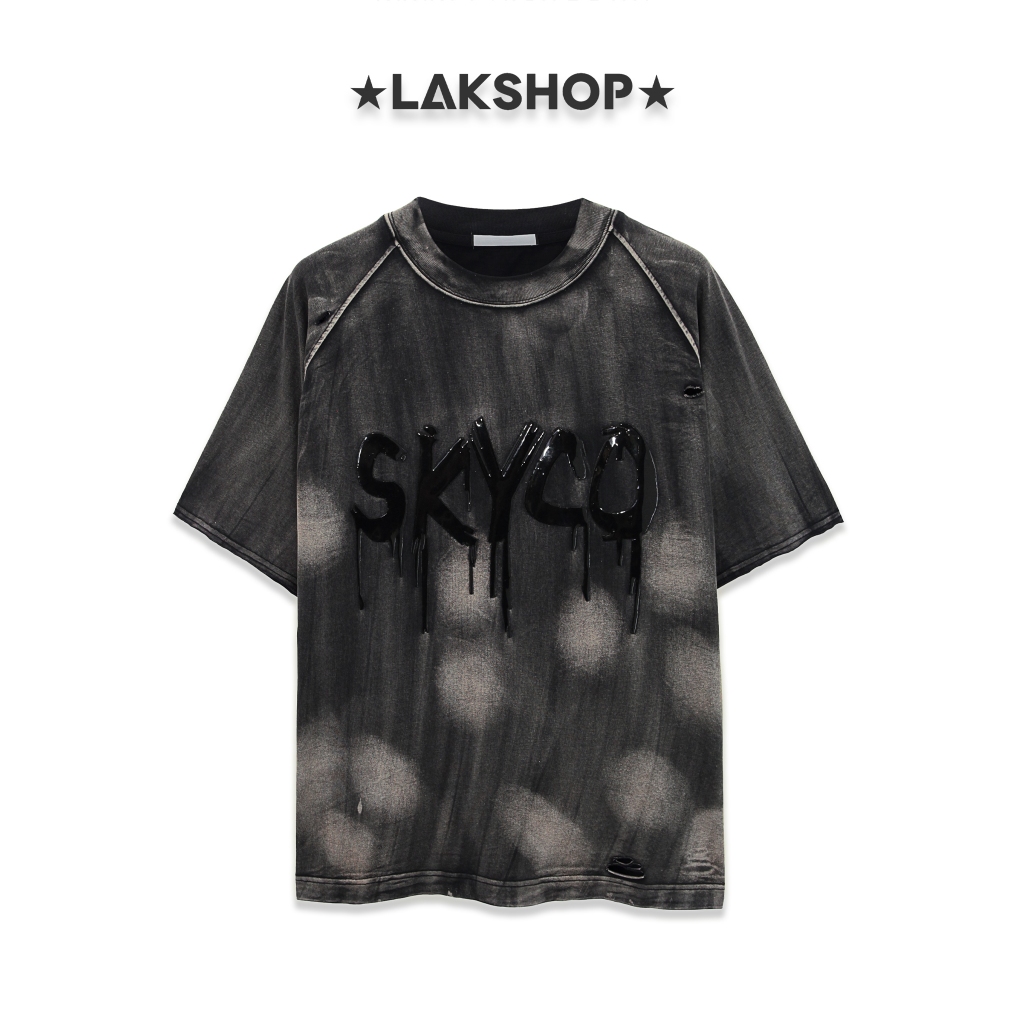 Áo Sky Flowing Gloss Paint Logo Wash T-shirt