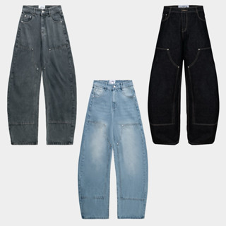 Quần Jean dài ống rộng double knee Pants Có Túi Nam Ong Menswear