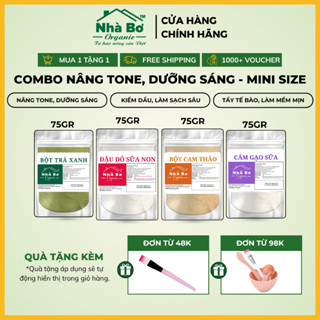   Combo túi nhỏ  Combo 4 gói x75g  300Gr   Đậu Đỏ Sữa Non + Trà Xanh + Cam Thảo + Cám Gạo Sữa  - Bột Nhà Bơ Organic 