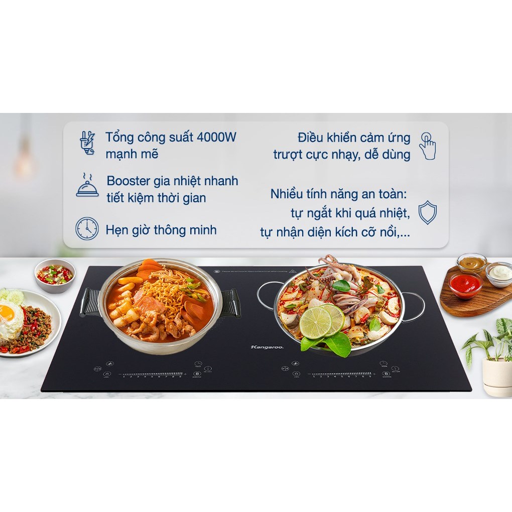 Bếp từ đôi có thể lắp âm Kangaroo KG855i lắp âm và lắp dương ( Hàng xã kho giá rẻ - Bảo Hành Chính H