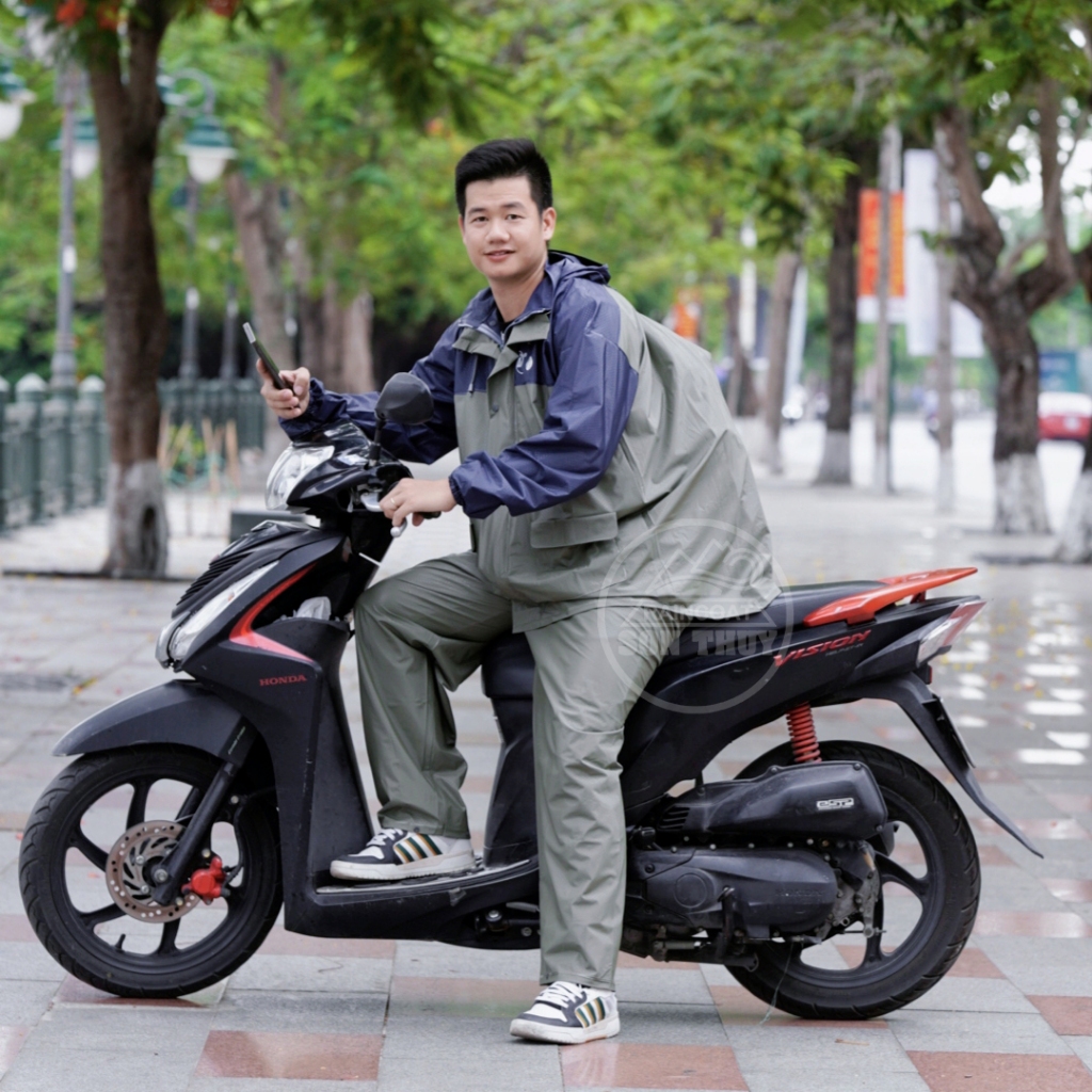 Bộ áo mưa có lưng che balo - Bộ mưa Sơn Thủy đeo balo, cặp sách dành cho người lớn, nhựa PVC siêu dai, siêu chống thấm