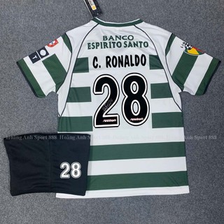  Bộ Quần Áo CLB Lisbon 2002 Áo Đá Banh Ronaldo - Vải Polyester Gai Thái Cao Cấp 
