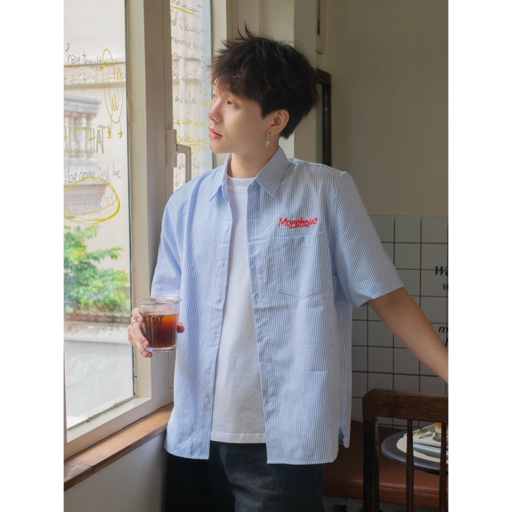 Áo Sơ Mi Kẻ Sọc Oxford Thêu Morpheus Local Brand, Áo Sơ Mi Tay Ngắn, Áo Sơ Mi Tay Dài Oxford Nam Nữ Form Rộng Unisex Hàn | BigBuy360 - bigbuy360.vn