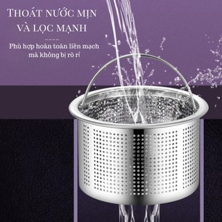 Giỏ Lưới Lọc Rác LR01 Đường Kính 6.5cm x 4cm- Inox 304 Mới Thiết Kế Vừa Bồn Rửa Chén Xả Nước Nhanh Có Quai Xách Tiện Lợi