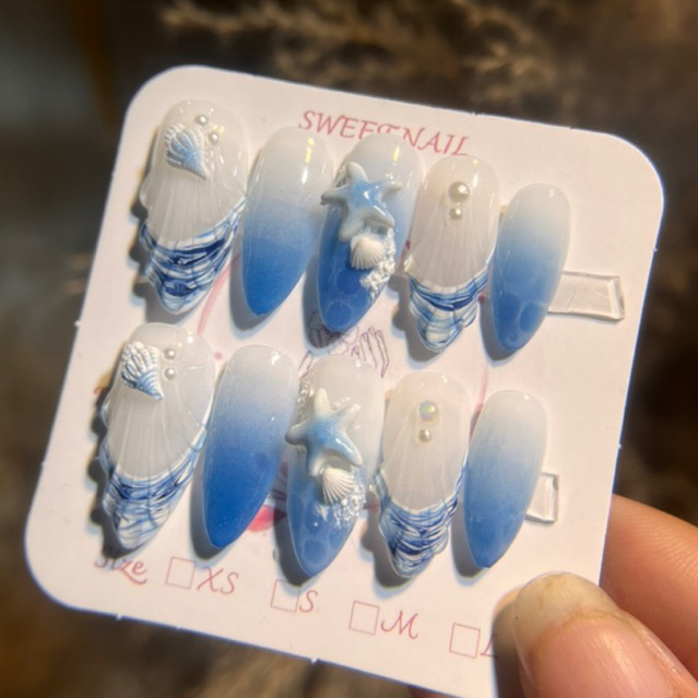 Nailbox thiết kế móng up nail biển siêu cinh siêu dễ thương cho các chị em mình đủ phụ kiện đi kèm b