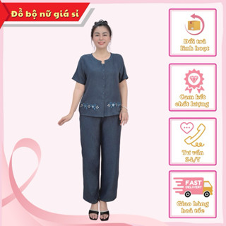 Đồ bộ trung niên mặc nhà hay ra phố chất đũi mềm nhẹ , không nhăn,  dễ mặc , có size.