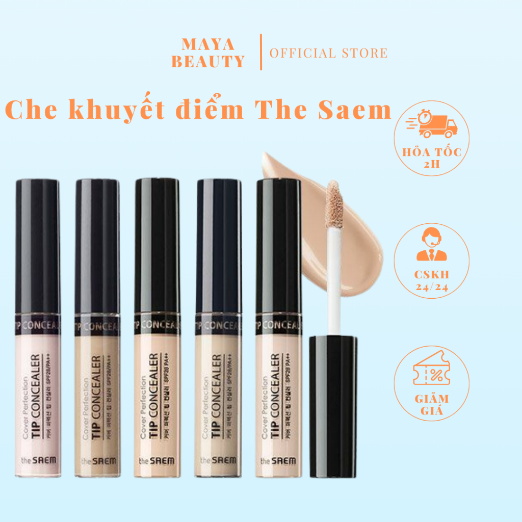 Kem che khuyết điểm The Saem Cover Perfection Tip Concealer Spf28 PA++ (6.5g) Che khuyết điểm The Sa