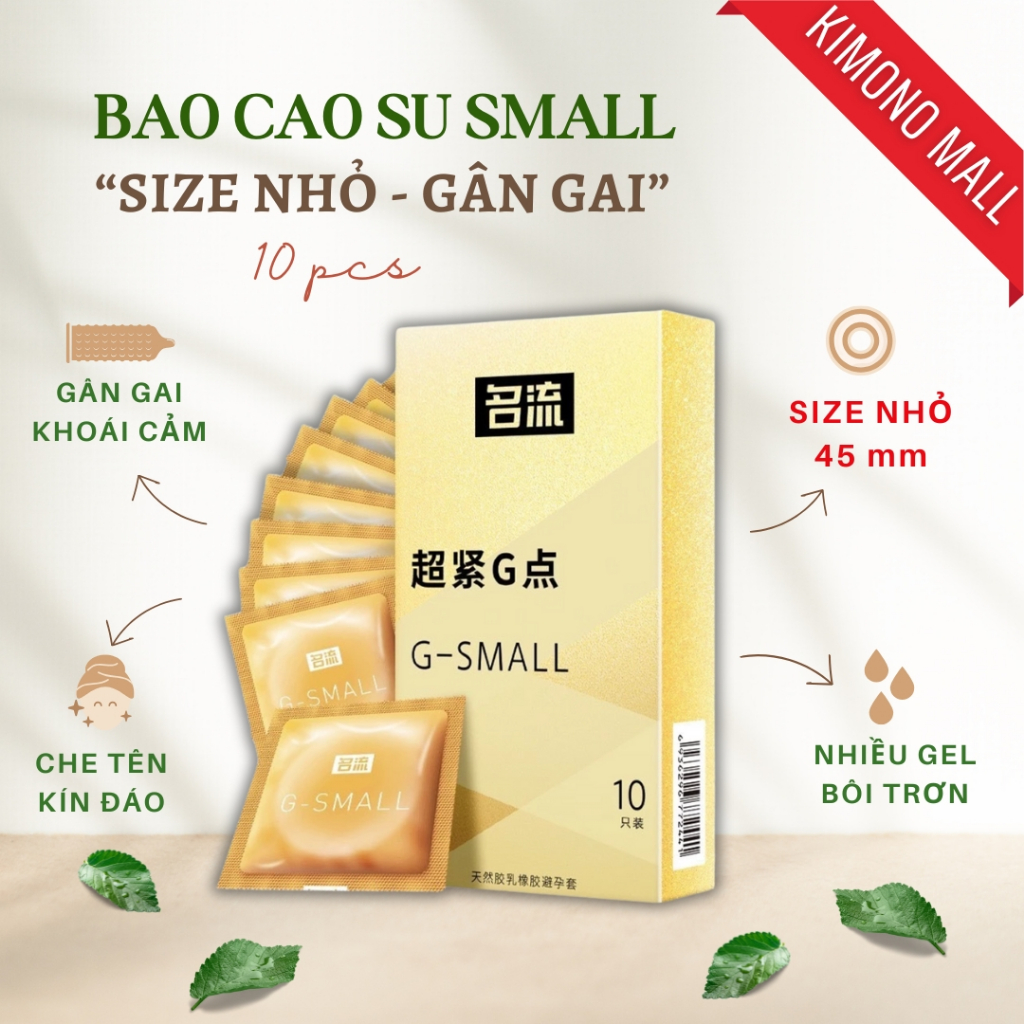 Bao cao su 𝗦𝗶𝘇𝗲 𝟰𝟱𝗺𝗺 SMALL XS, bcs size nhỏ gân gai siêu mỏng chống xuất tinh sớm kéo dài thời gian, hộp 10 BCS